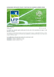 Ligue 1 : horaires décalés pour 3 matchs du samedi après-midi 