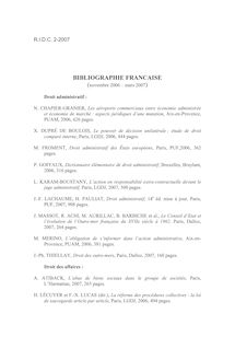 Bibliographie française (novembre 2006-mars 2007) - note biblio ; n°2 ; vol.59, pg 409-422
