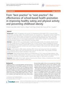 From "best practice" to "next practice": the effectiveness of school-based health promotion in improving healthy eating and physical activity and preventing childhood obesity