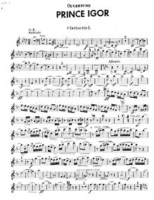 Partition clarinette 1 (A, B♭), Prince Igor, Князь Игорь - Knyaz Igor