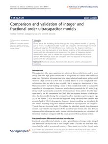 Comparison and validation of integer and fractional order ultracapacitor models