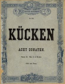 Partition couverture couleur, 2 violon sonates, Op.12, Kücken, Friedrich Wilhelm