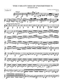 Partition violons II, Die Geschöpfe des Prometheus Op.43, The Creatures of Prometheus par Ludwig van Beethoven