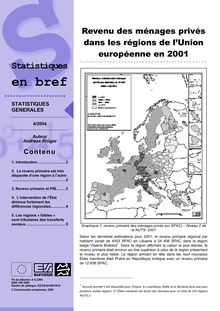 Revenu des ménages privés dans les régions de l Union européenne en 2001