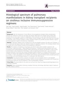 Histological spectrum of pulmonary manifestations in kidney transplant recipients on sirolimus inclusive immunosuppressive regimens