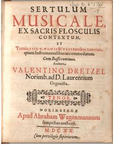 Partition ténor, Sertulum musicale ex sacris flosculis contextum