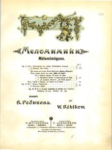Partition couverture couleur, Mélomimiques, Op.11, Rebikov, Vladimir