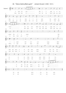 Partition Soprano 2 , partie, Übers Gebirg Maria geht, E♭ major par Johannes Eccard