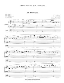 Partition , Arabesque, 24 Pièces en style libre pour Orgue ou Harmonium, Op.31