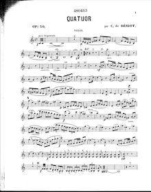 Partition parties, Piano quatuor en A Minor, Op.50, A minor, Bériot, Charles-Auguste de