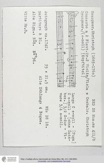 Partition complète, Concerto pour 2 flûtes en E minor, E minor, Graupner, Christoph