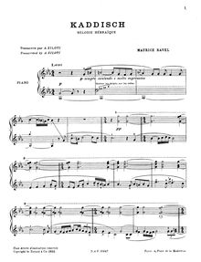 Partition complète, 2 Mélodies hébraïques, 2 Hebrew Songs, Ravel, Maurice par Maurice Ravel