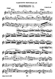 Partition clarinette , partie, clarinette Concerto No.1, Op.26, Spohr, Louis