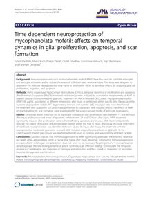 Time dependent neuroprotection of mycophenolate mofetil: effects on temporal dynamics in glial proliferation, apoptosis, and scar formation