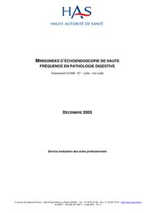 Minisondes d’échoendoscopie de haute fréquence en pathologie digestive - Rapport Minisondes