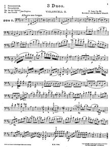 Partition violoncelle 2, 3 Duos pour 2 violoncelles, Op.38, D Major, F Major, A minor par Sebastian Lee