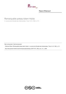 Remarquable poteau-totem Haïda  ; n°1 ; vol.14, pg 311-311