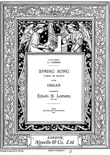 Partition orgue score, Spring song  From pour South , Op.56, Lemare, Edwin Henry