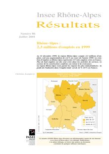 Rhône-Alpes : 2,3 millions d'emplois en 1999