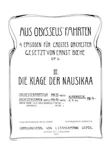 Partition , Die Klage der Nausikaa (pour Lament of Nausicaa), Aus Odysseus  Fahrten, Op.6