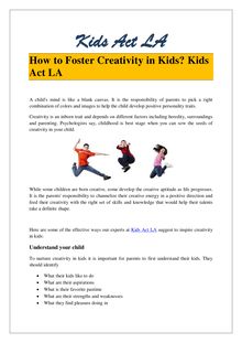 How to Foster Creativity in Kids? Kids Act LA