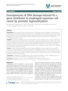 Overexpression of DNA damage-induced 45 α gene contributes to esophageal squamous cell cancer by promoter hypomethylation