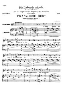 Partition voix + partition de piano, Die Liebende schreibt, D.673 (Op.165 No.1)