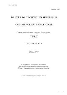 Turc 2007 BTS Commerce international à référentiel Européen