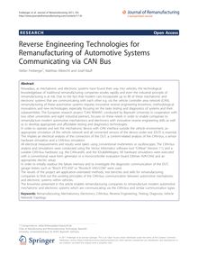 Reverse Engineering Technologies for Remanufacturing of Automotive Systems Communicating via CAN Bus