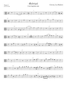 Partition ténor viole de gambe 2, alto clef, madrigaux pour 5, 6, 7 et 8 voix