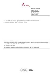 La 45 e Excursion géographique interuniversitaire  - article ; n°399 ; vol.73, pg 524-539