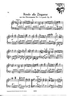 Partition I, Rondo alla zingarese. Presto, Piano quatuor No.1, Klavier-Quartett Nr.1