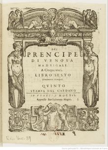 Partition Quinto, madrigaux, Book 6, Gesualdo, Carlo