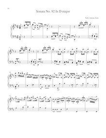 Partition Sonata R.92 en D major, clavier sonates R.91-100, Soler, Antonio