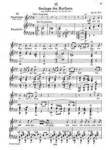 Partition , Wer sich der Einsamkeit, Harfenspieler I, D.478 (Op.12 No.1)