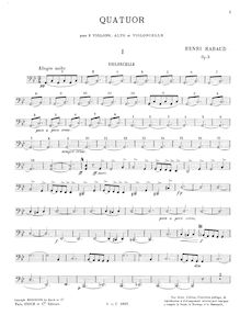 Partition violoncelle, corde quatuor, Op.3, Quatuor pour 2 violons, alto et violoncelle, op. 3