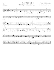 Partition viole de basse, alto clef, Madrigali a Quattro Voci, Palestrina, Giovanni Pierluigi da par Giovanni Pierluigi da Palestrina