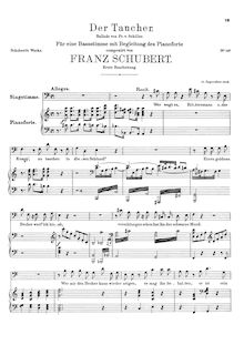 Partition complète, Der Taucher (1st version), D.77, The Diver, Schubert, Franz