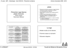 2e cycle MIF Infectiologie Item ECN103 Prévention du tétanos Année Universitaire