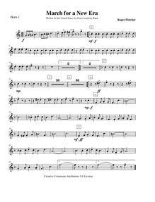 Partition cor 1 (F), March pour a New Era, F major, Fletcher, Roger