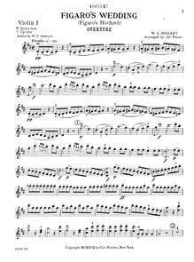 Partition violon 1, Le nozze di Figaro, The Marriage of Figaro, D major
