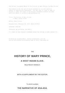 The History of Mary Prince - A West Indian Slave