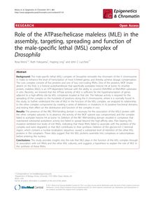Role of the ATPase/helicase maleless (MLE) in the assembly, targeting, spreading and function of the male-specific lethal (MSL) complex of Drosophila