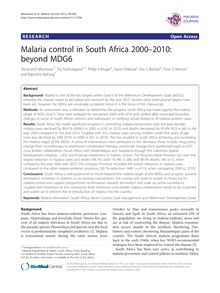 Malaria control in South Africa 2000–2010: beyond MDG6