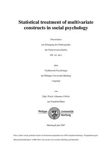 Statistical treatment of multivariate constructs in social psychology [Elektronische Ressource] / vorgelegt von Johannes Ullrich