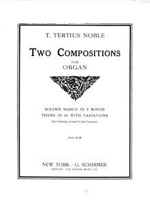 Partition , Theme en D♭ avec Variations, 2 Compositions pour orgue