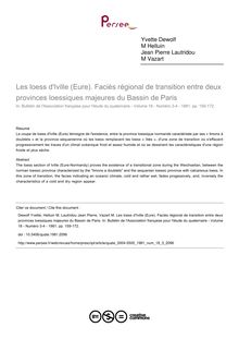 Les loess d Iville (Eure). Faciès régional de transition entre deux provinces loessiques majeures du Bassin de Paris - article ; n°3 ; vol.18, pg 159-172