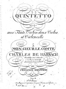 Partition violoncelle, quintette pour flûte et cordes, Op.58, Krommer, Franz