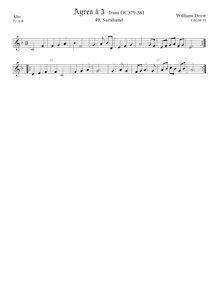 Partition aigu 2 ou ténor viole de gambe (aigu clef), Airs pour 3 violes de gambe par William Drew