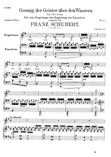 Partition voix + partition de piano, Gesang der Geister über den Wassern (1st setting, fragment), D.484
